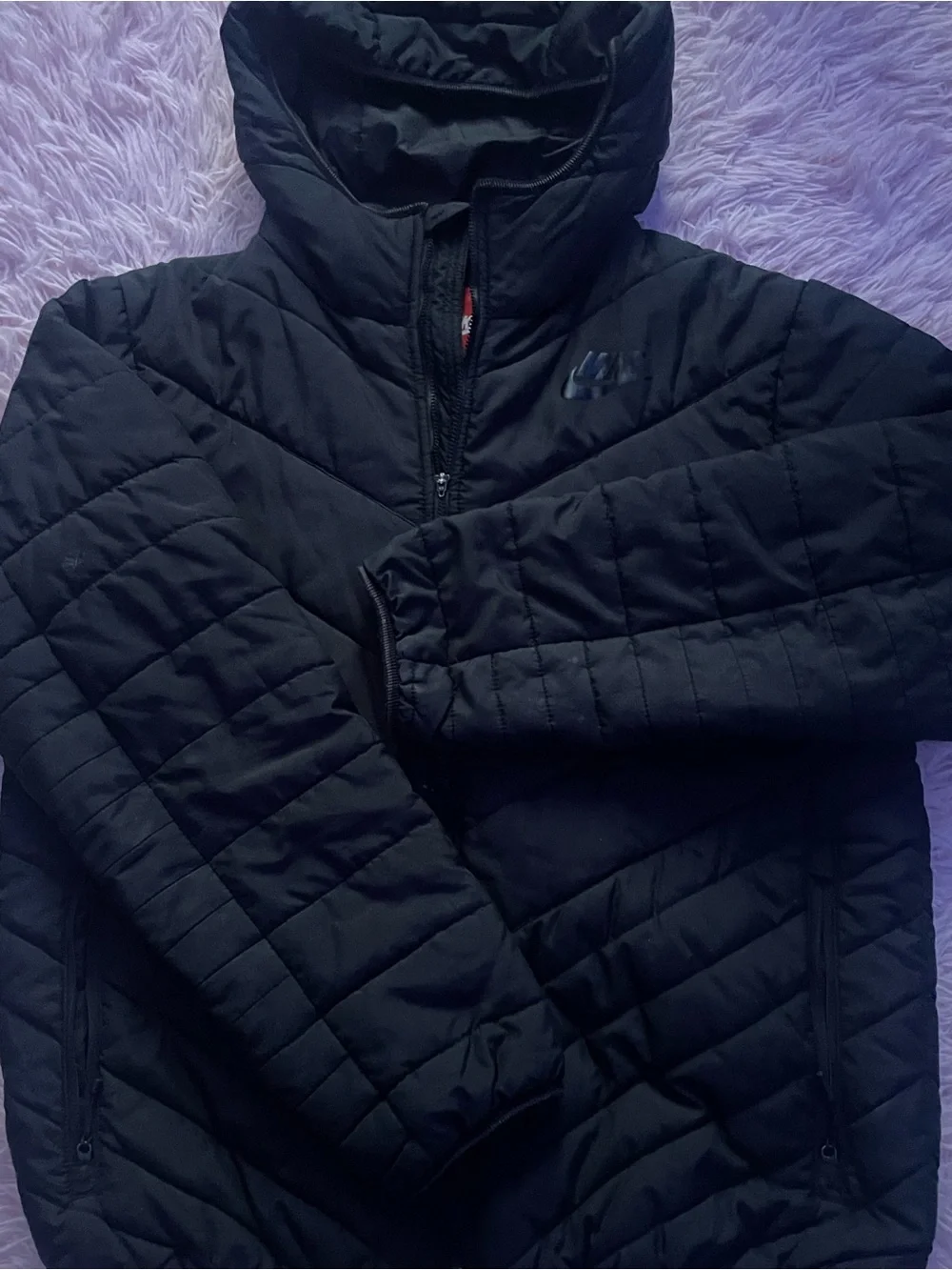 Nike Men’s Black Quilted Hooded Puffer Jacket
